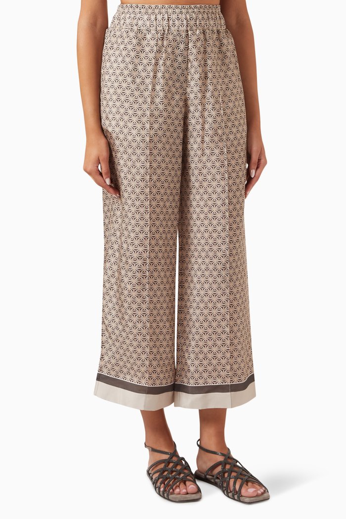 Straight-fit Printed Pants, Grey