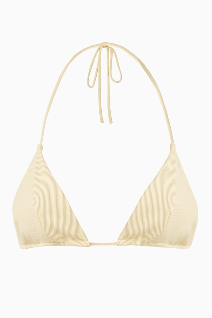 Talia II Ribbed Triangle Bikini Top, Neutral