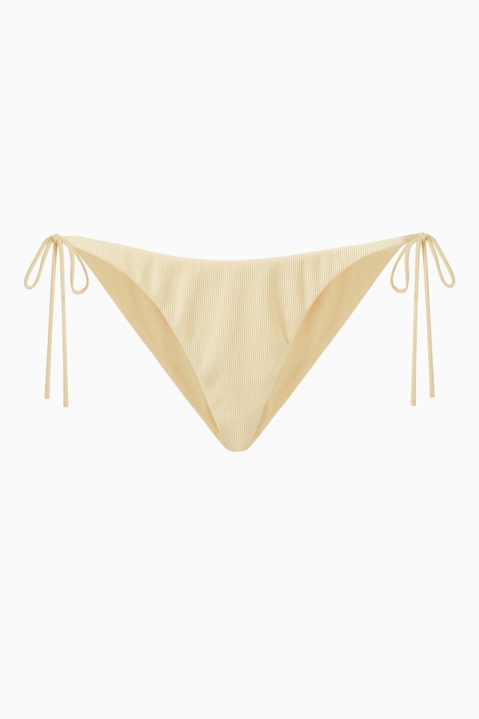 

Mae Tie Ribbed Bikini Briefs, Neutral