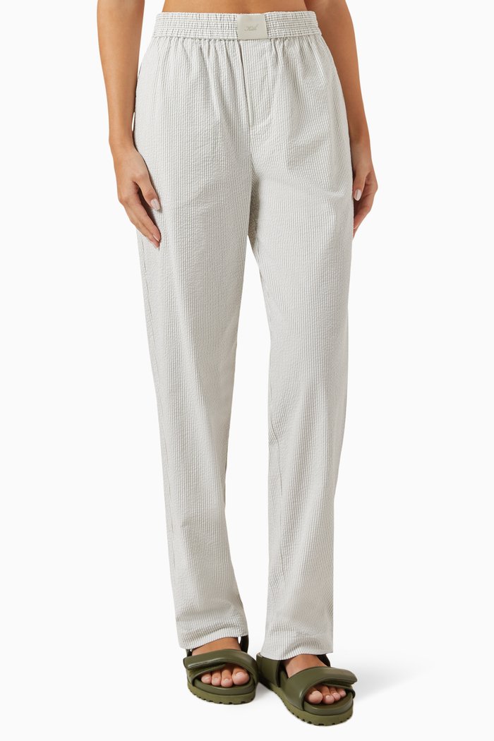 

Ida Straight-fit Pants in Seersucker, Green