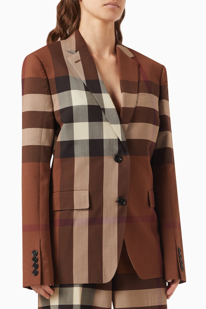 

Lexa Check-print Blazer in Wool, Blue