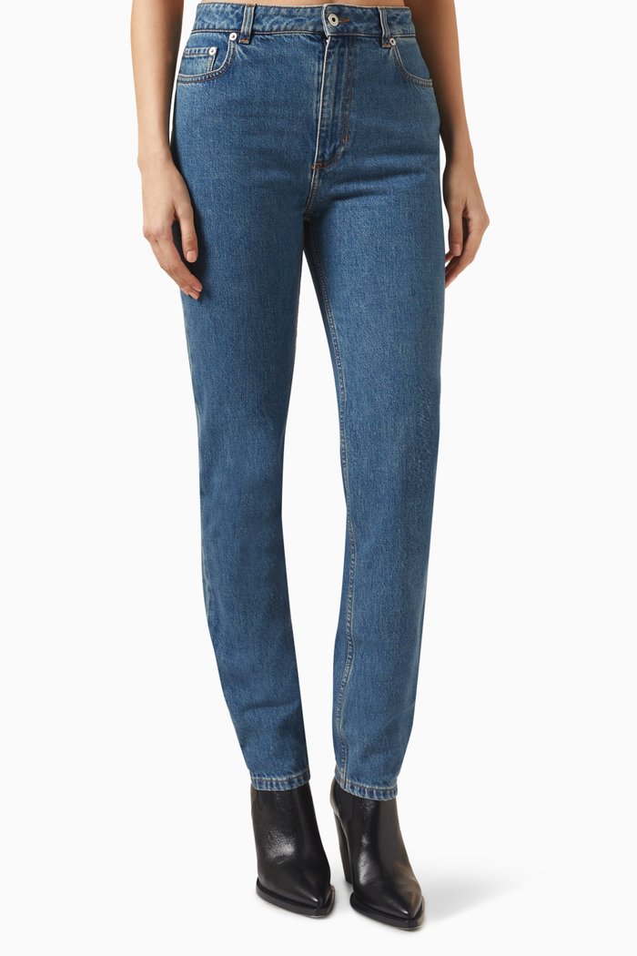 

High-waisted Slim-fit Jeans in Denim, Blue