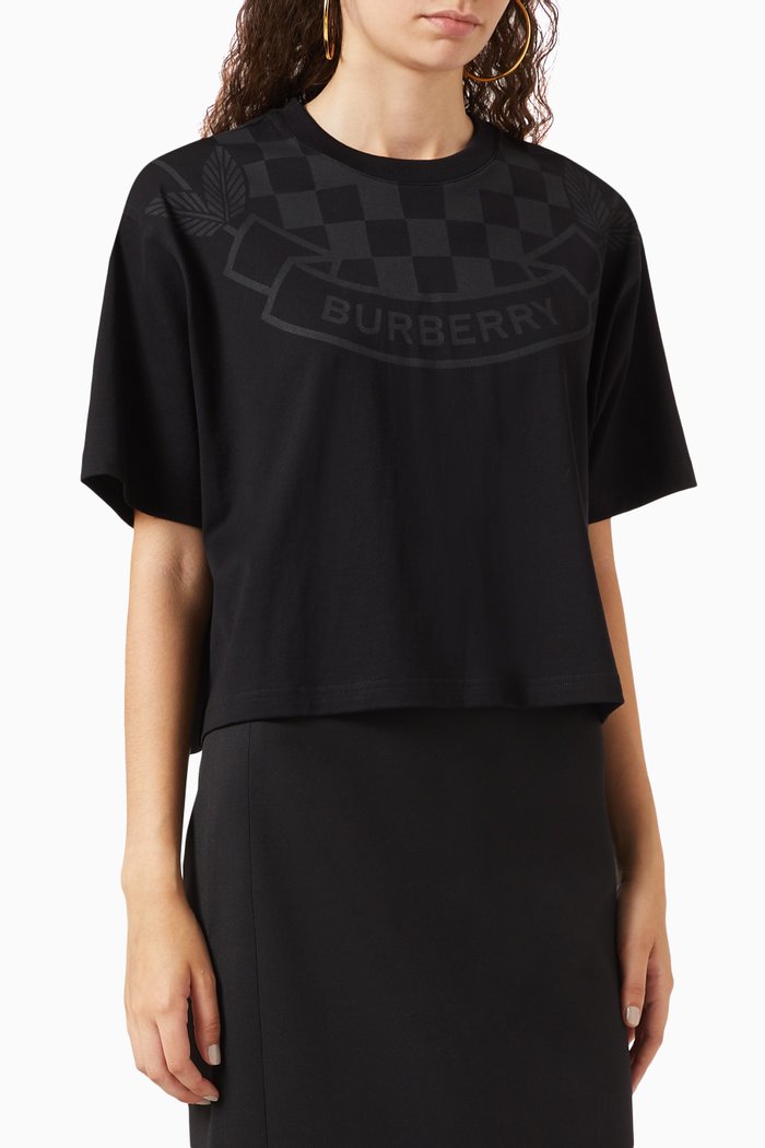 Laney Logo Checked T-shirt in Jersey, Black