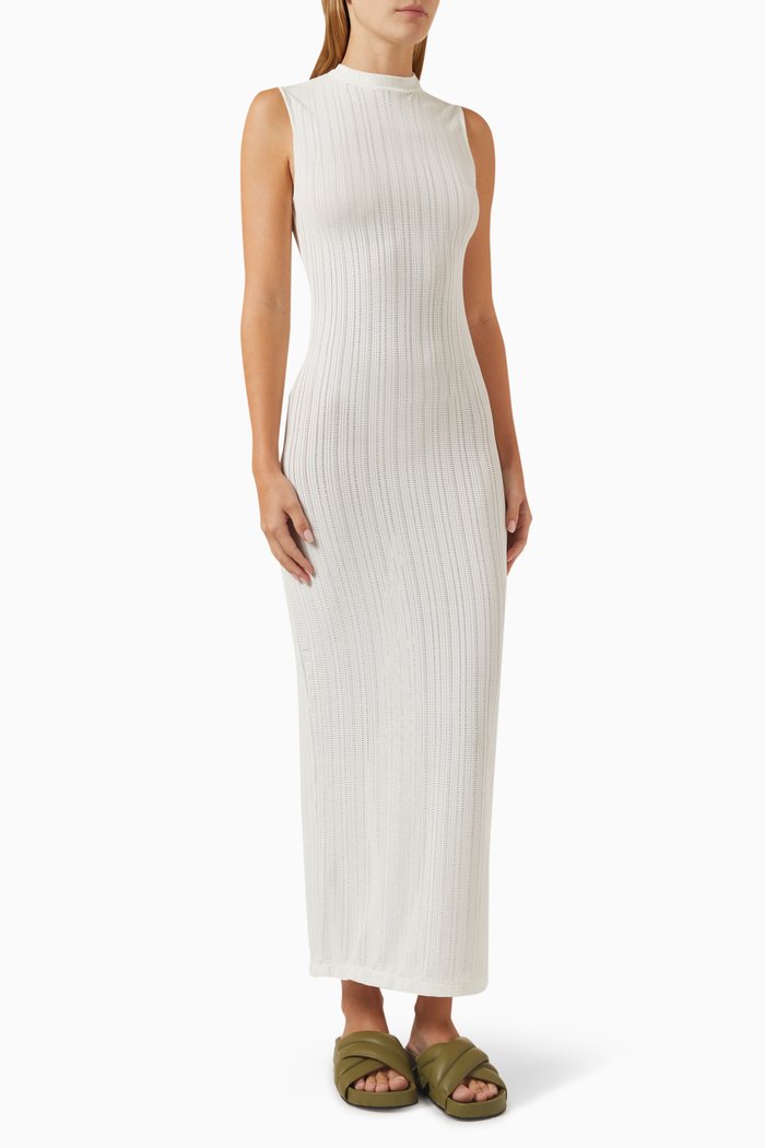 

Rumi Open-rib Maxi Dress in Stretch-mesh, Neutral