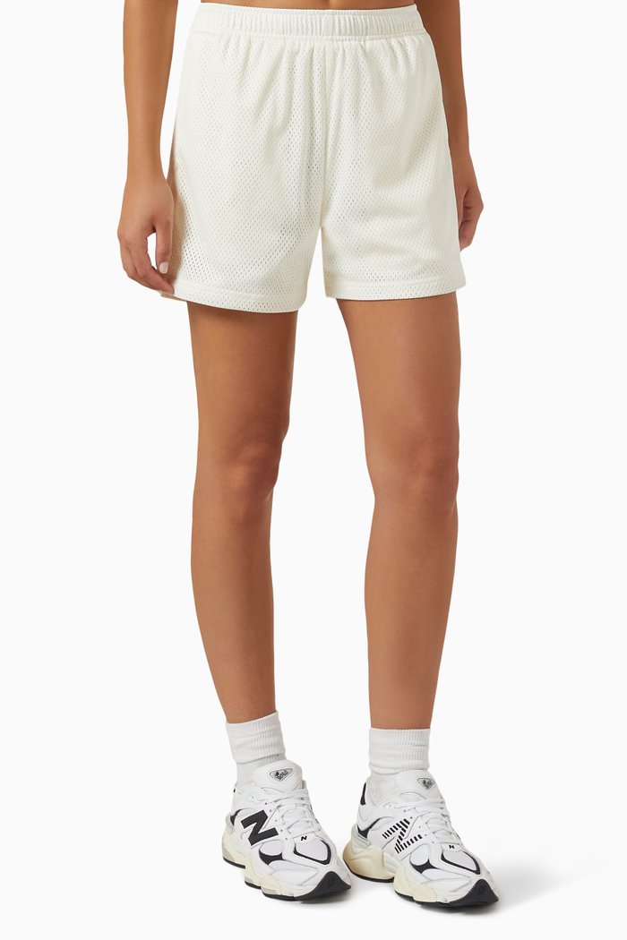 Rayne Mesh Shorts in Interlock Cotton, Neutral