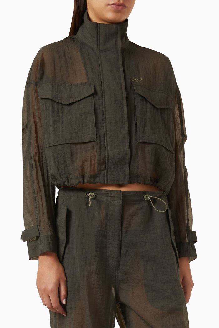 

Shiloh Cropped Surplus Jacket in Cotton, Green