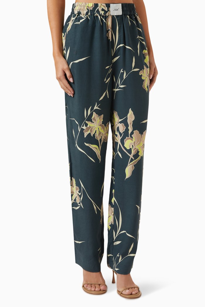 Ida Palm Straight-leg Pants in Cupro-blend, Blue