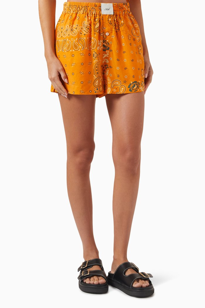 

Ida Kith Paisley Boxer Shorts in Lyocell, Orange