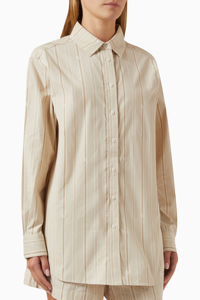 

Gale Logo Striped Shirt in Cotton, Neutral