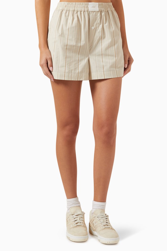 

Ida Logo Striped Boxer Shorts in Cotton, Neutral