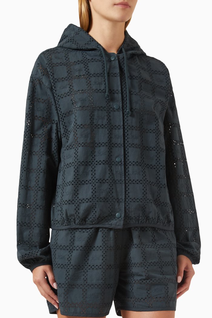 

Dylan Broderie Logo Jacket in Cotton, Blue