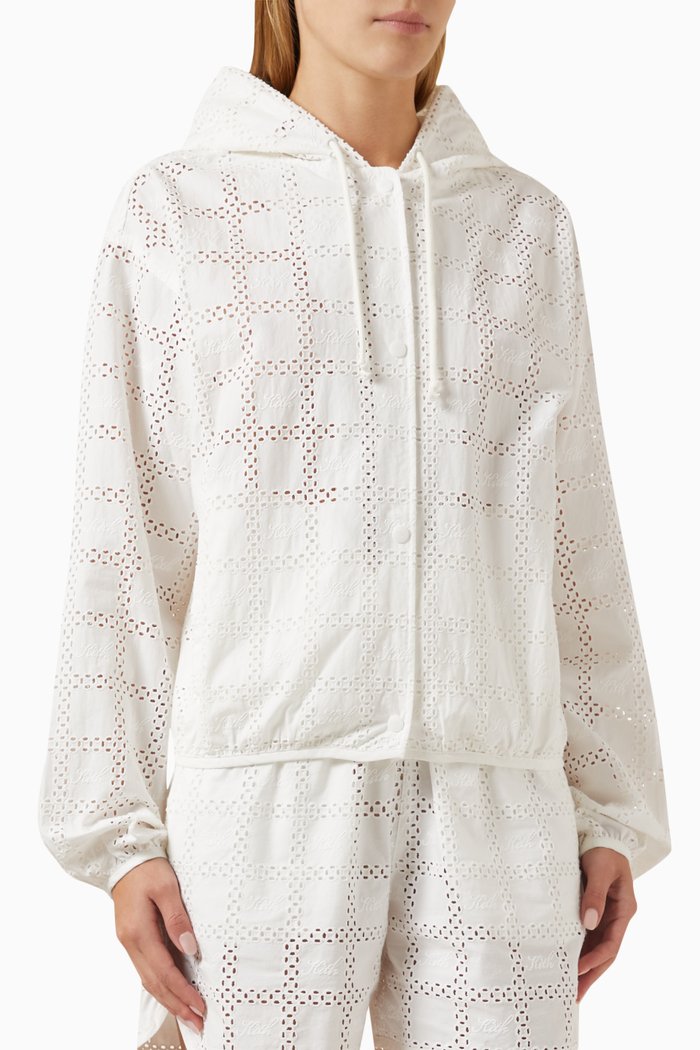 

Dylan Broderie Logo Jacket in Cotton, Neutral