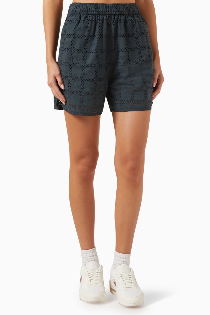 

Dylan Broderie Logo Shorts in Cotton, Blue