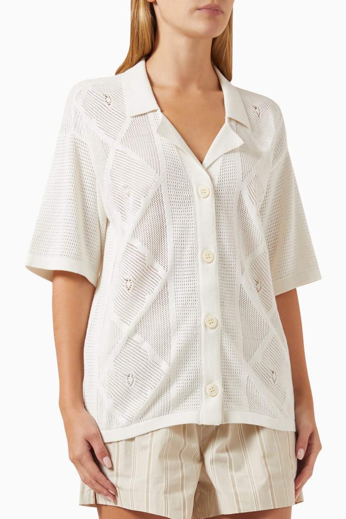 

Elena Diamond Shirt in Organic Cotton-blend Knit, Neutral