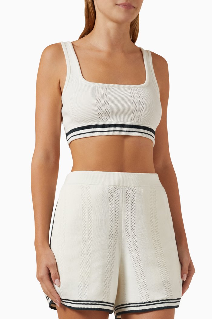 

Aubrey Perforated Bra in Organic Cotton-blend Knit, Neutral