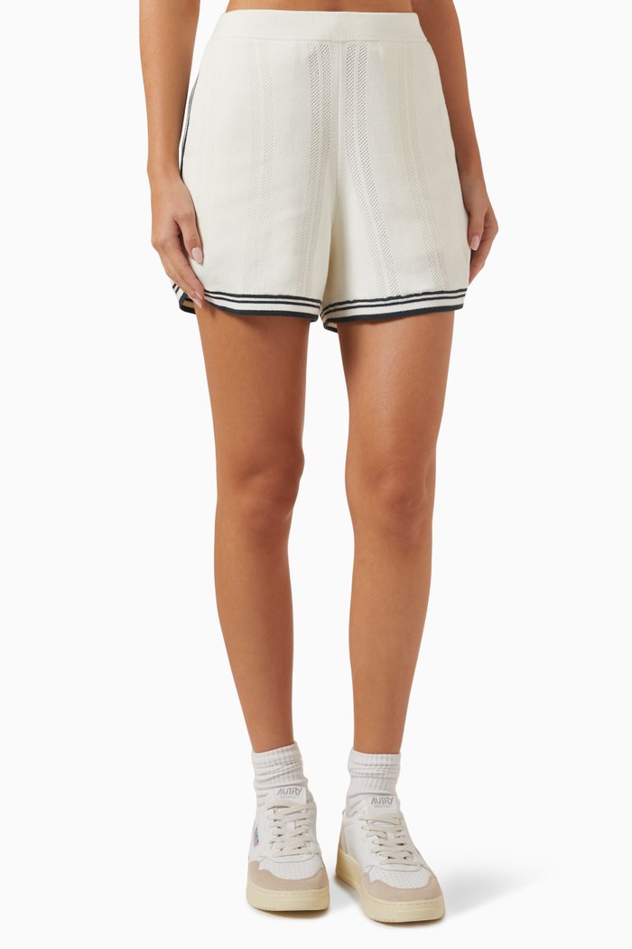 

Rayne Perforated Shorts in Organic Cotton-blend Knit, Neutral