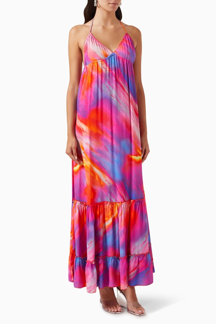 

Greda Printed Halter-neck Maxi Dress in Viscose-jacquard, Multicolour