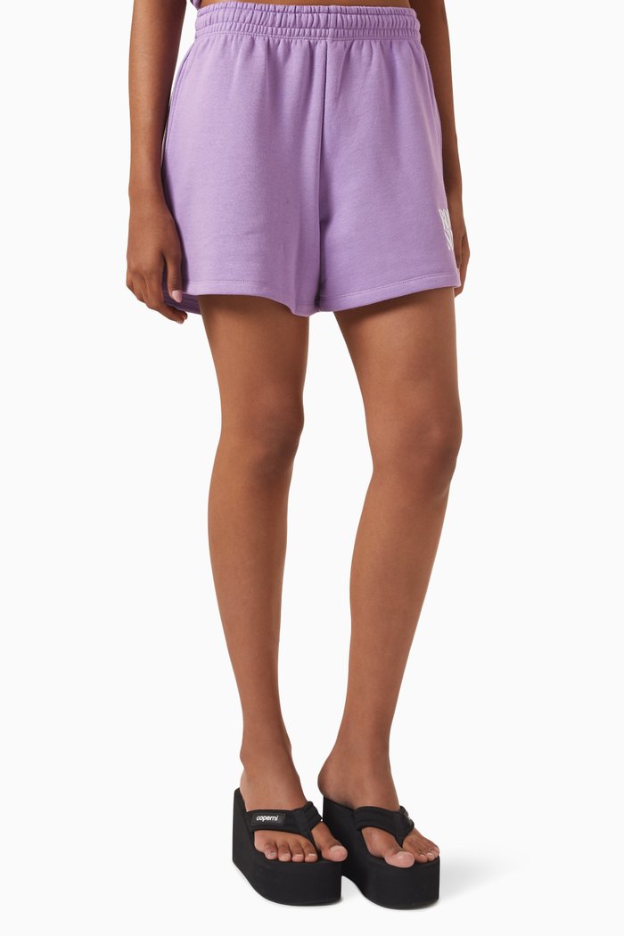

Roda Logo-embroidered Shorts in Organic Fleece, Purple