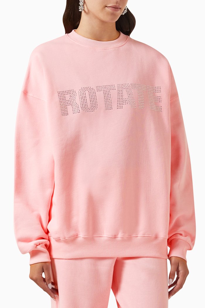 

Irisa Crystal Logo-embellished Sweatshirt in Organic Fleece, Pink