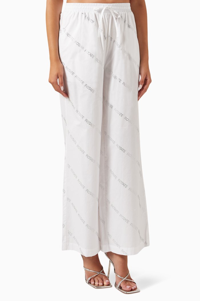 

Polly Crystal Logo-embellished Pants in Organic Poplin, White