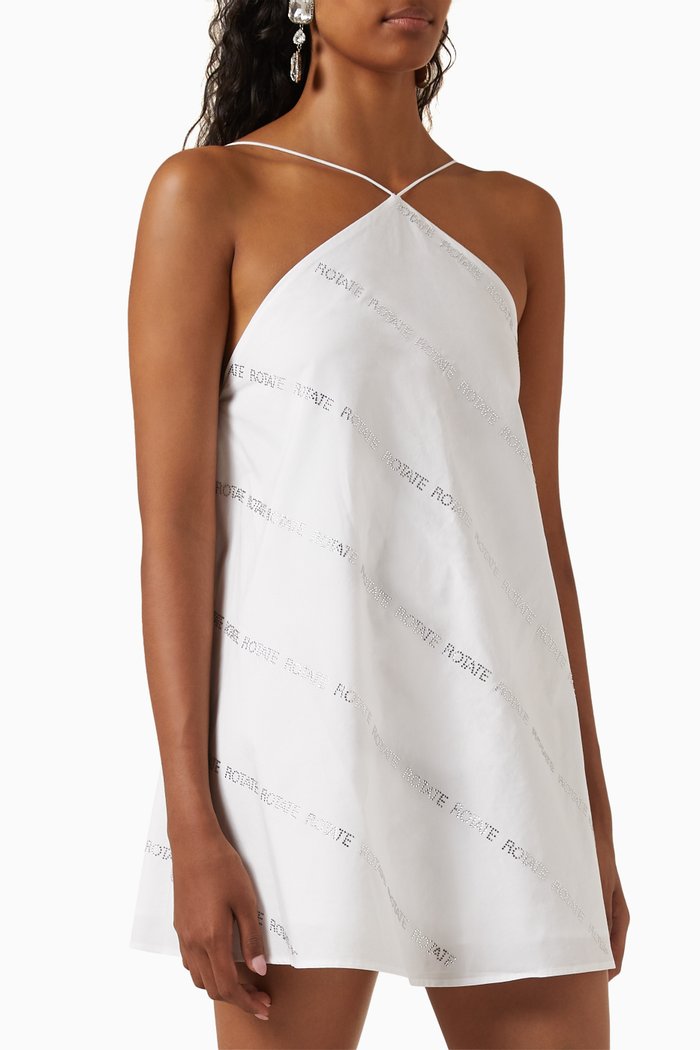

Lova Crystal-embellished Mini Dress in Organic Poplin, White