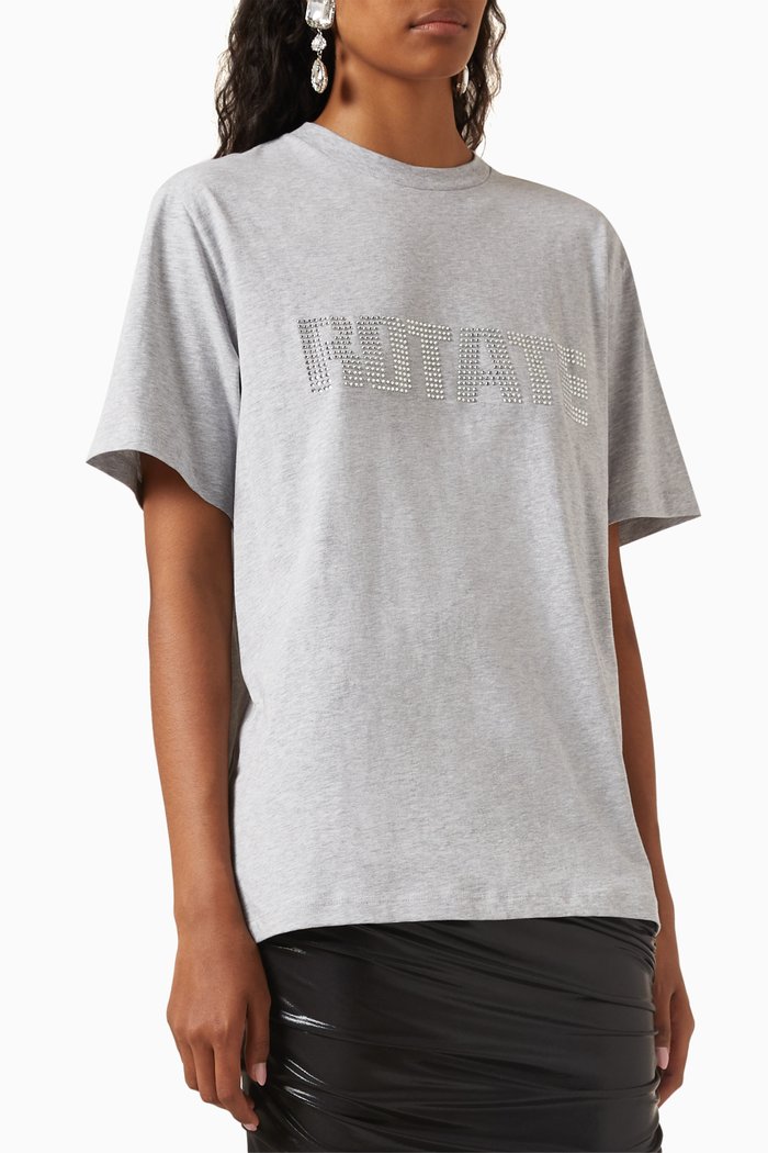 

Aster Crystal-embellished Logo T-shirt in Organic Jersey, Grey