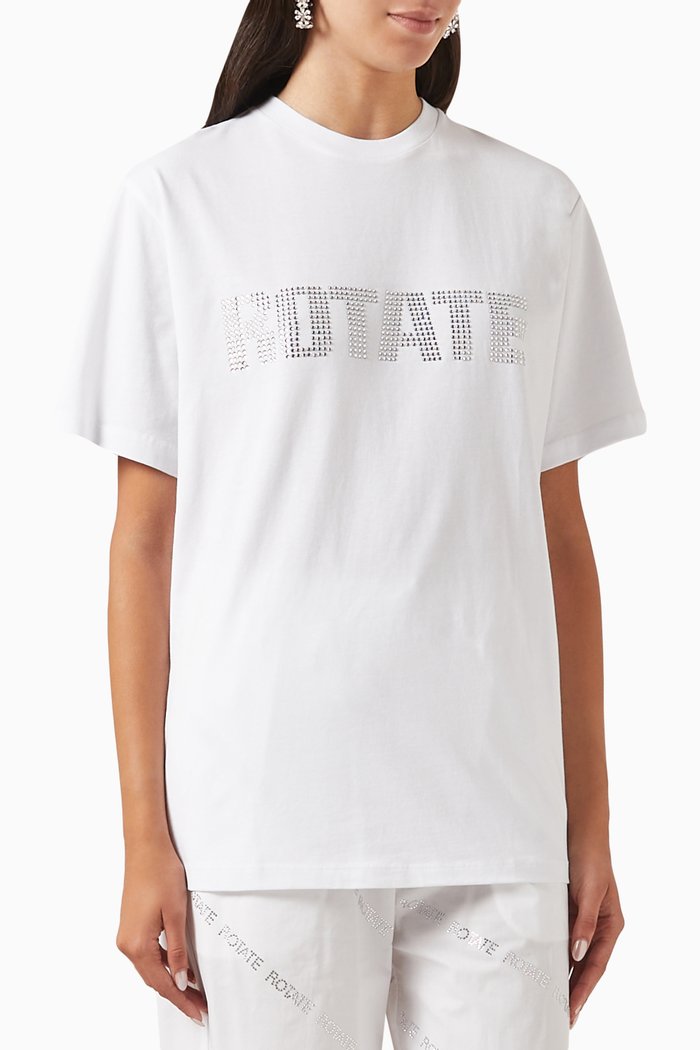 

Aster Crystal-embellished Logo T-shirt in Organic Jersey, White