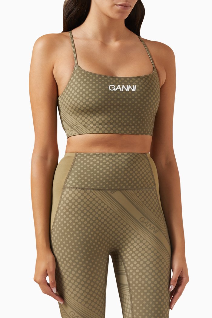 Active Strap Crop Top in Stretch Recycled-nylon, Green