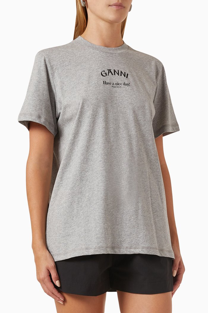 

Logo Relaxed T-shirt in Organic Cotton-jersey, Grey