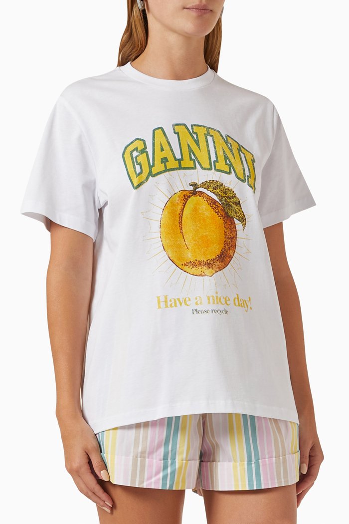 

Peach Print T-shirt in Organic Cotton-jersey, White