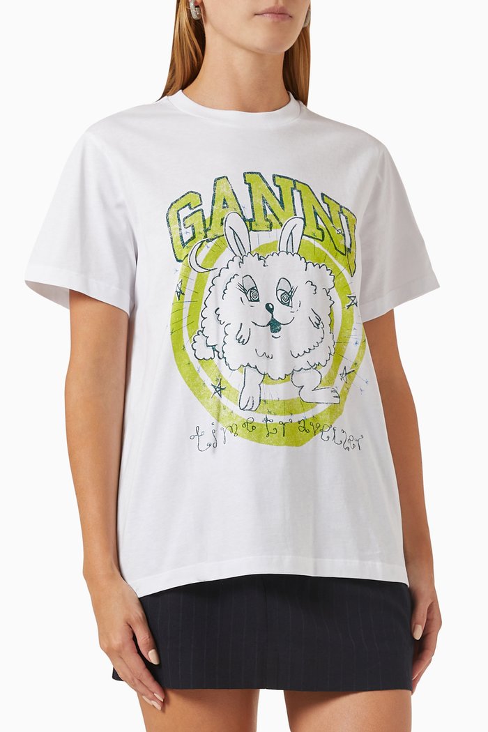 

Bunny Print T-shirt in Organic Cotton-jersey, White