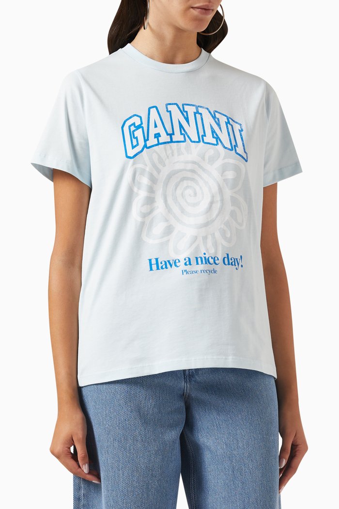 

Graphic Logo-print T-shirt in Cotton-jersey, Blue