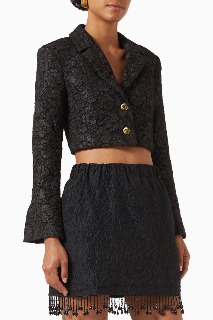 

Crop Blazer in Stretch-jacquard, Black