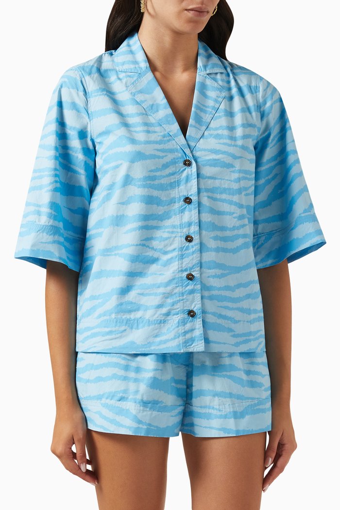 

Printed Shirt in Organic Cotton-poplin, Blue