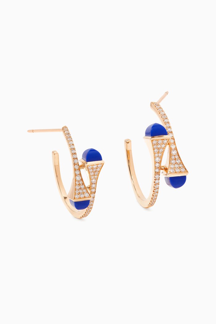 

Cleo Diamond & Lapis Lazuli Hoop Earrings in 18kt Gold, Rose gold
