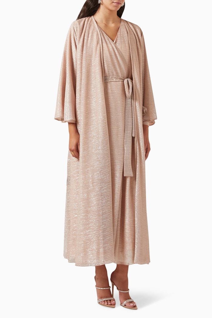 

Shimmer Abaya Set in Chiffon, Neutral