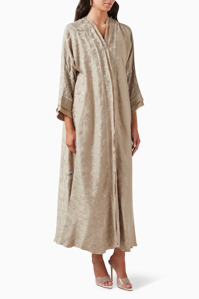 Sequin-embellished Abaya, Grey