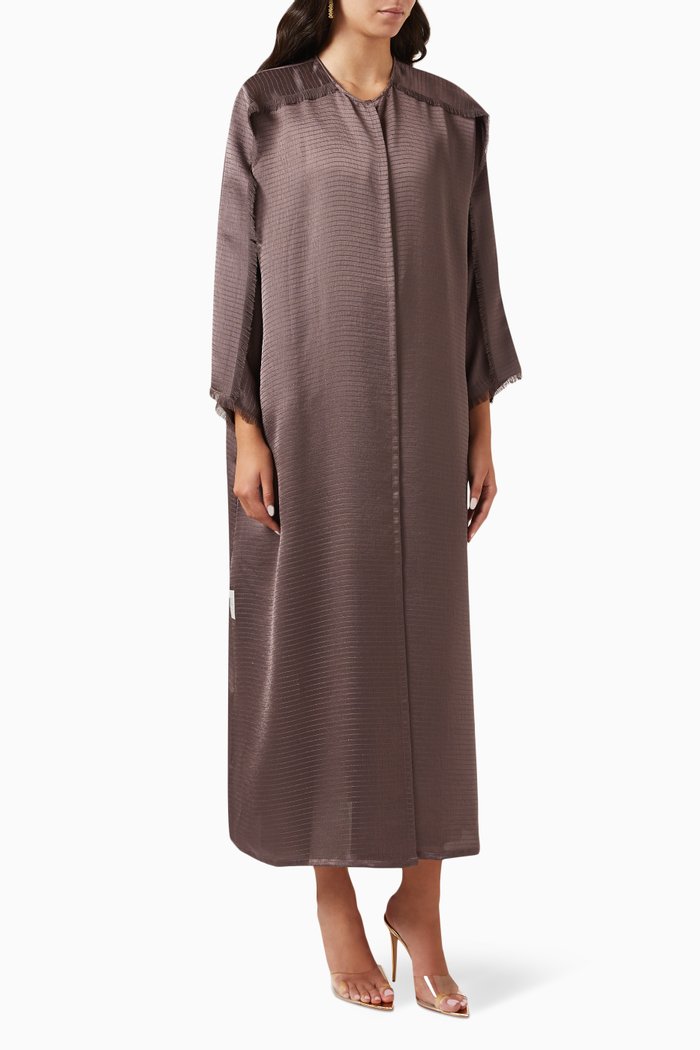 

Striped Abaya in Silk, Brown
