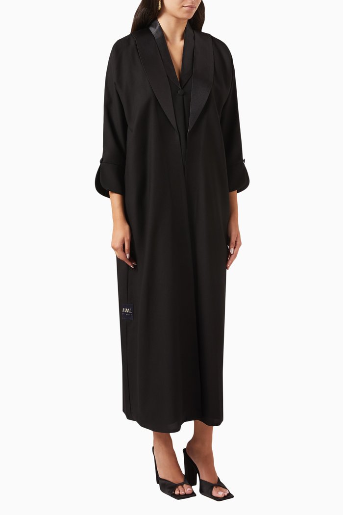 

Jacket-style Abaya Set in Taffeta, Black