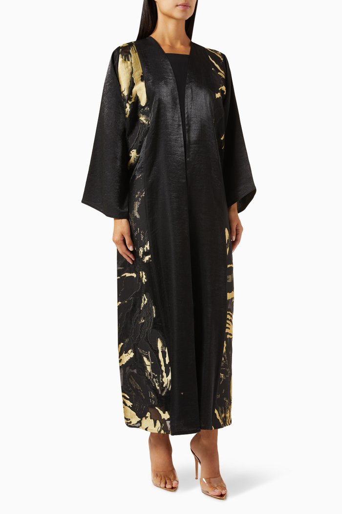 

Shadow Abstract Abaya in Jacquard, Black