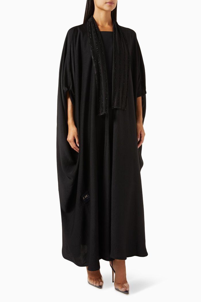

Shadow Embellished-panel Abaya, Black