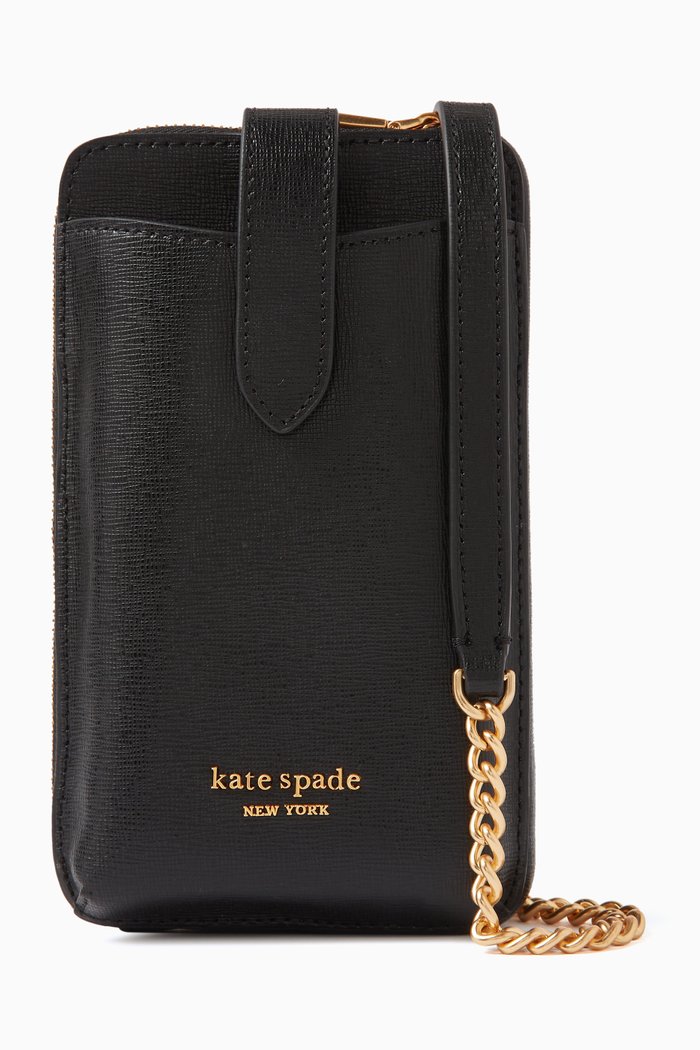 

Morgan North South Crossbody Bag in Leather, Black