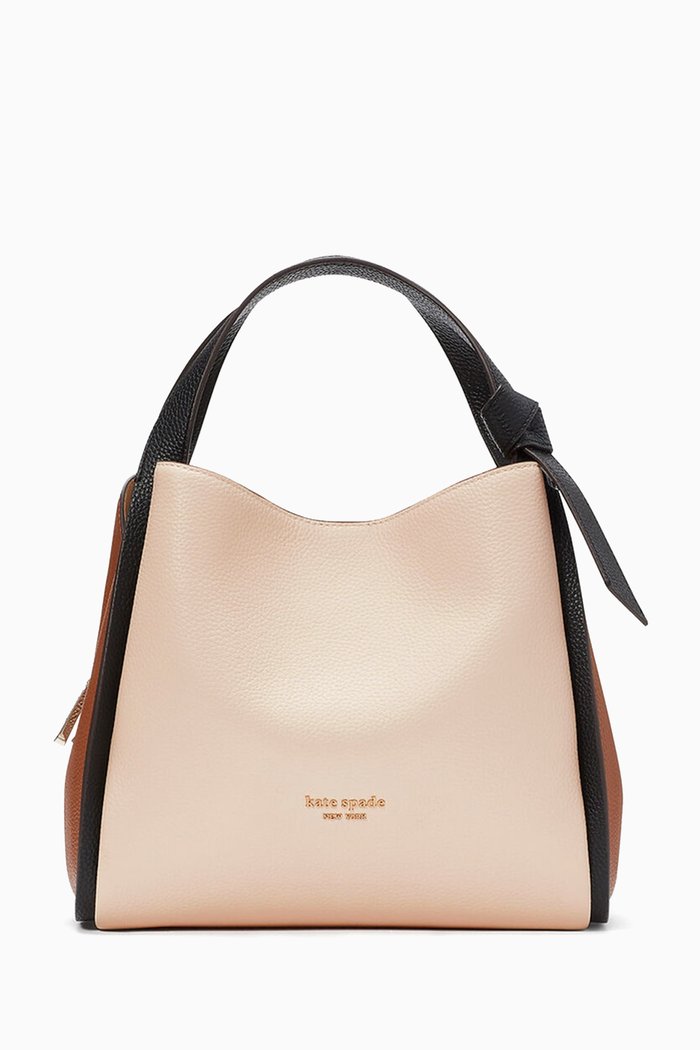 

Medium Knott Crossbody Tote Bag in Leather, Brown