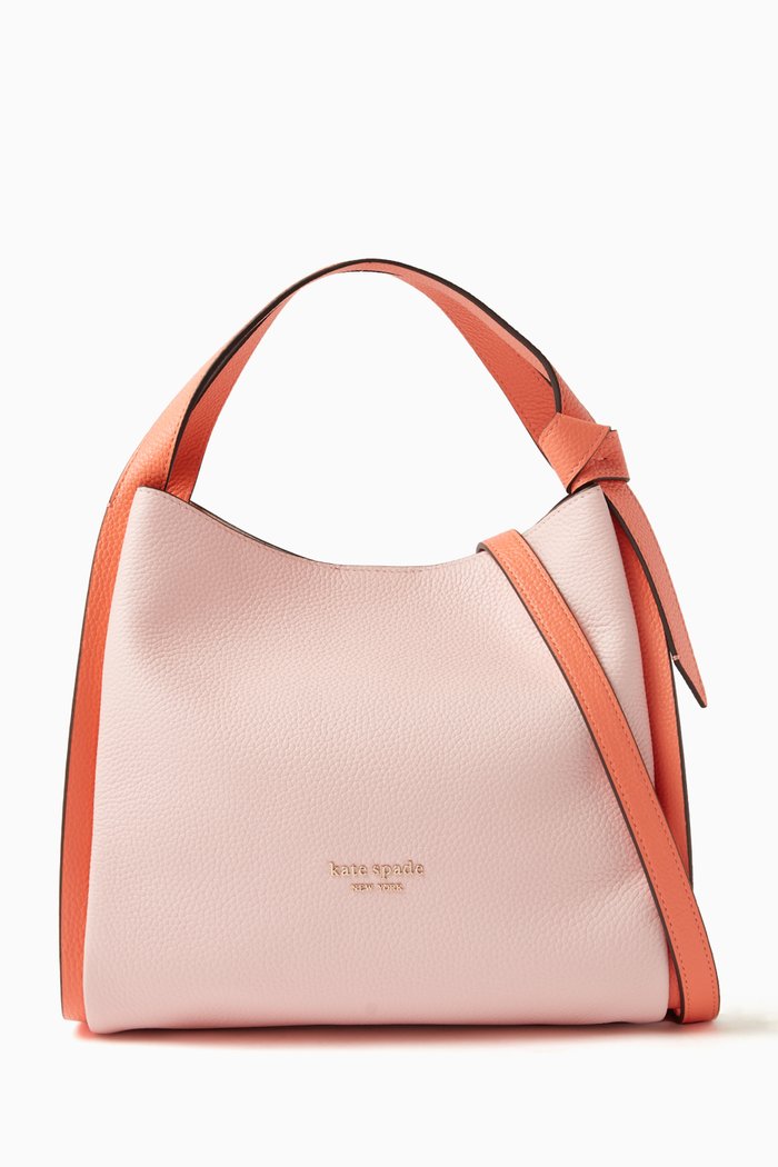 

Medium Knott Crossbody Tote Bag in Leather, Pink