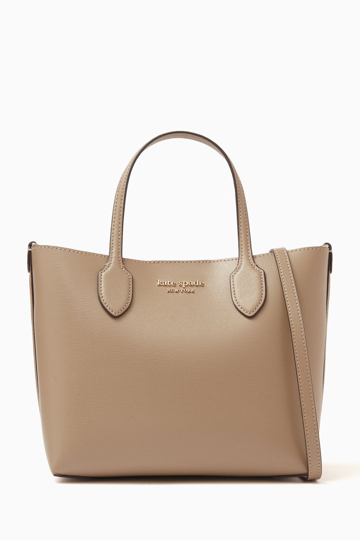 Medium Bleecker Crossbody Tote Bag in Leather, Grey