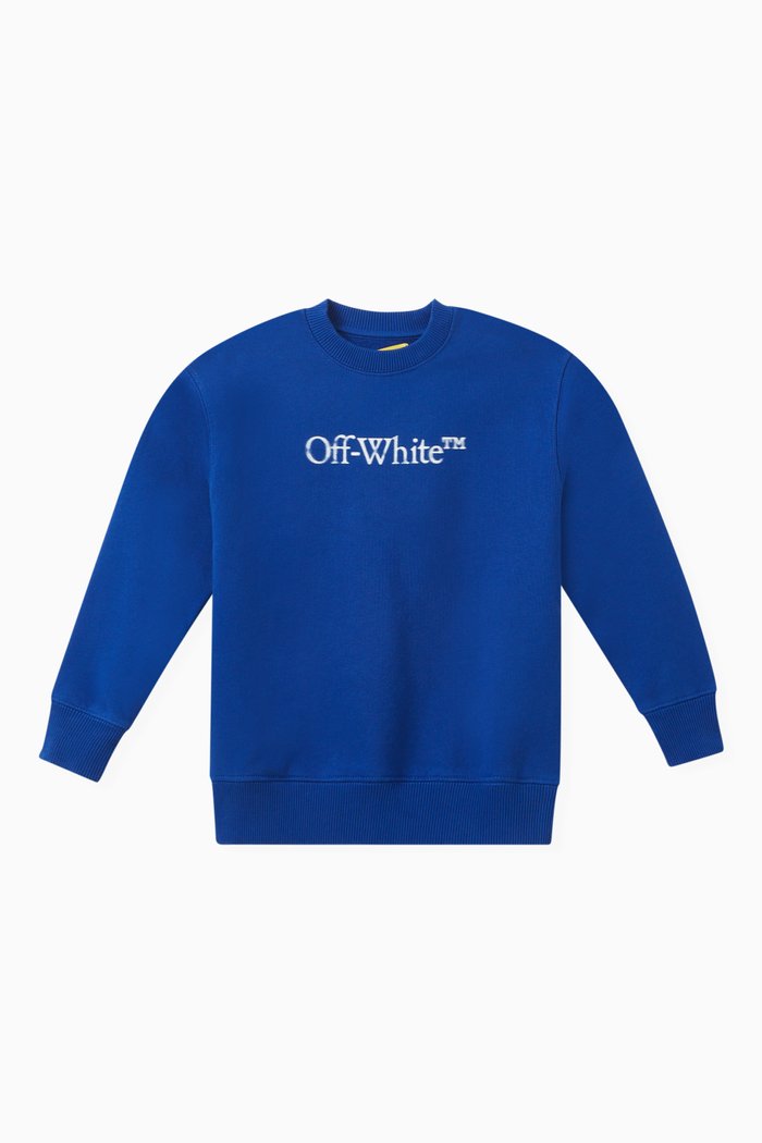 

Bookish Logo Print Sweatshirt in Cotton, Blue
