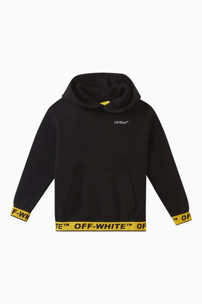 Logo-tape Hoodie in Cotton, Black