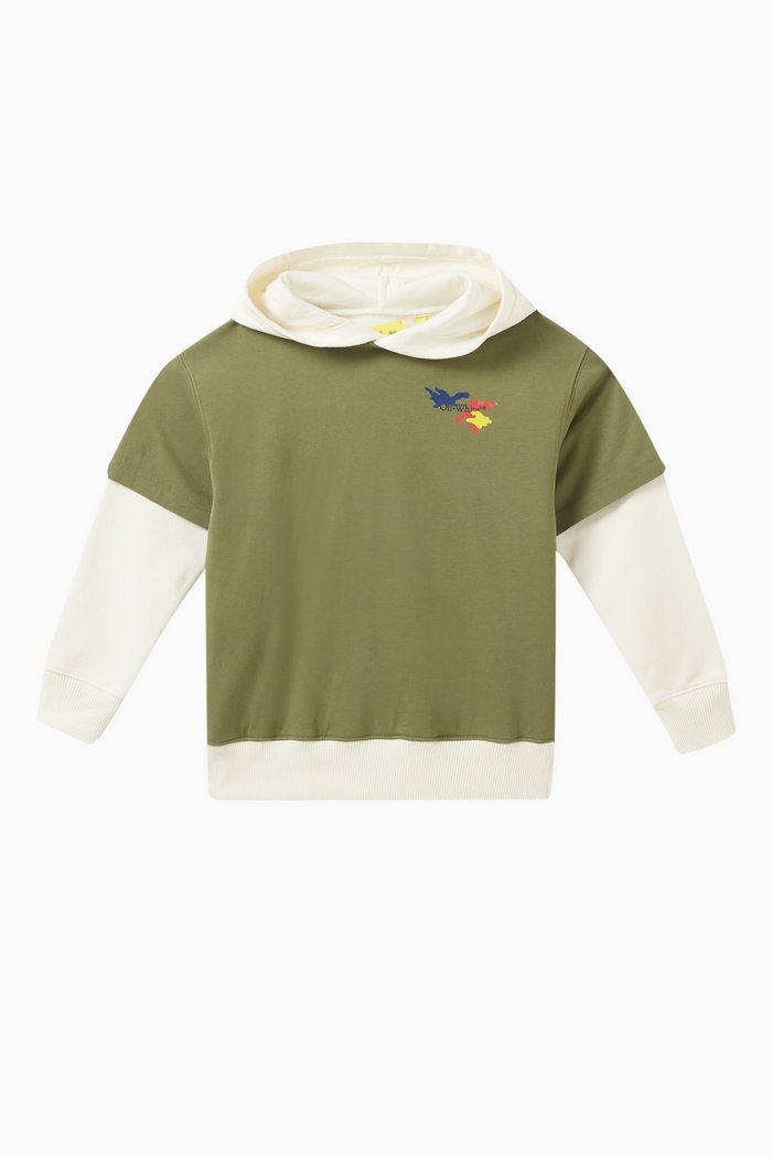 Logo-detail Hoodie in Cotton, Green