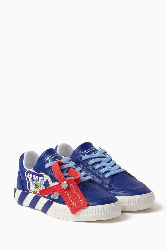 

Vulcanized OW College Low-top Sneakers in Leather, Blue