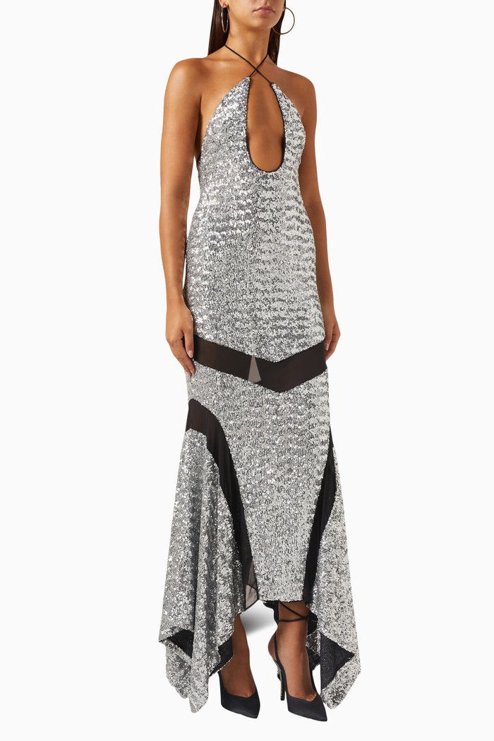 

Saksia Sequinned Midi Dress, Silver